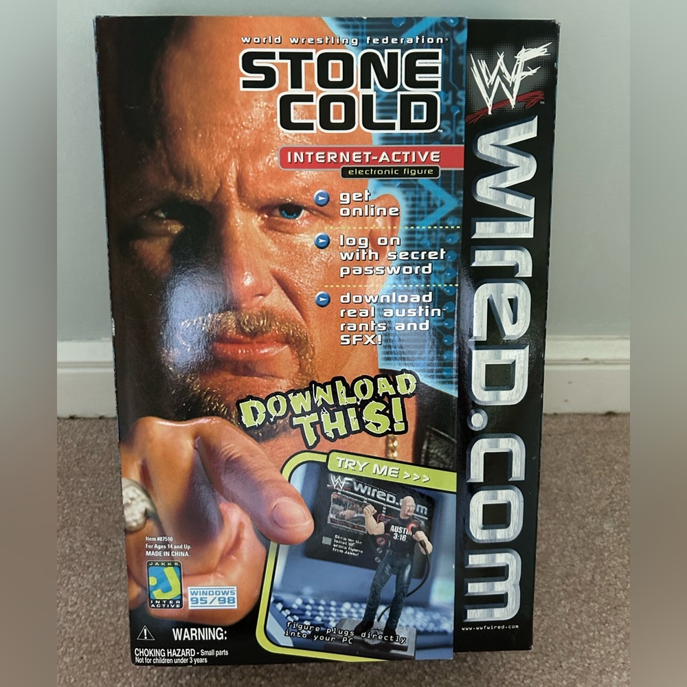 1999 JAKKS WWF STONE COLD STEVE AUSTIN INTERACTIVE ACTION FIGURE - New In Box